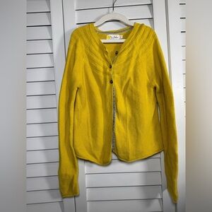 Mini Boden Girls Yellow Cashmere Blend Sweater with Gray Velvet Trim Size 7-8yr